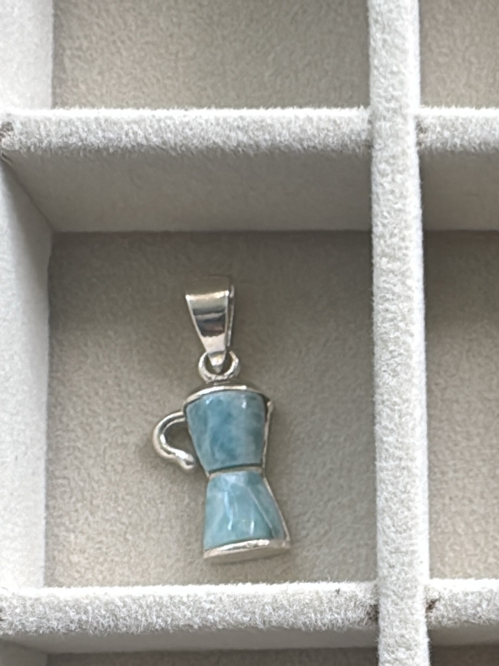 Larimar Silver 9.25 Coffee Pot Pendant Necklace